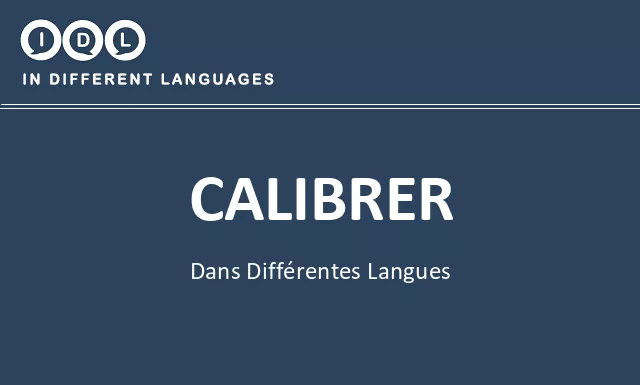 Calibrer dans différentes langues - Image
