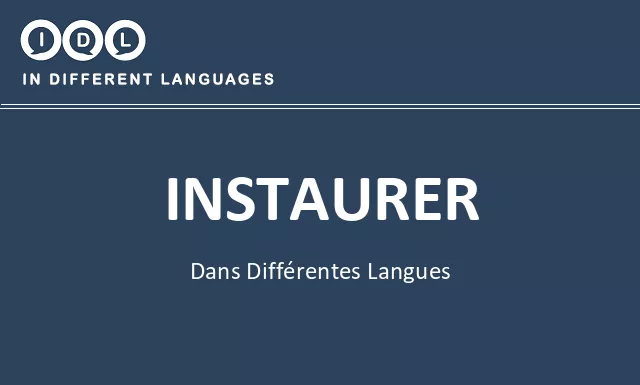 Instaurer dans différentes langues - Image
