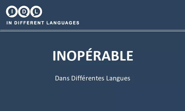 Inopérable dans différentes langues - Image