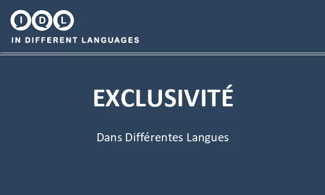 Exclusivité dans différentes langues - Image