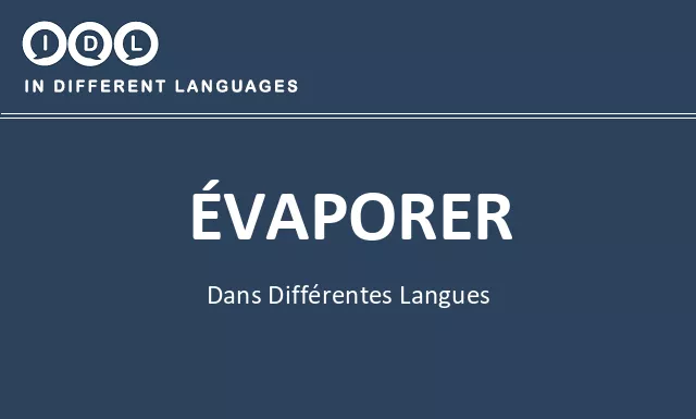 Évaporer dans différentes langues - Image