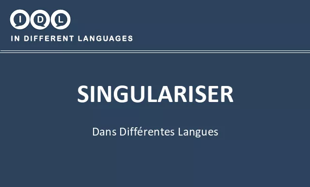 Singulariser dans différentes langues - Image