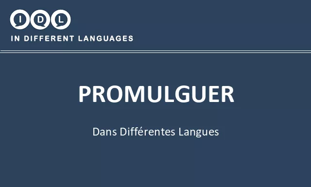Promulguer dans différentes langues - Image