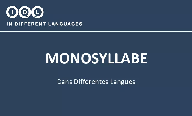 Monosyllabe dans différentes langues - Image