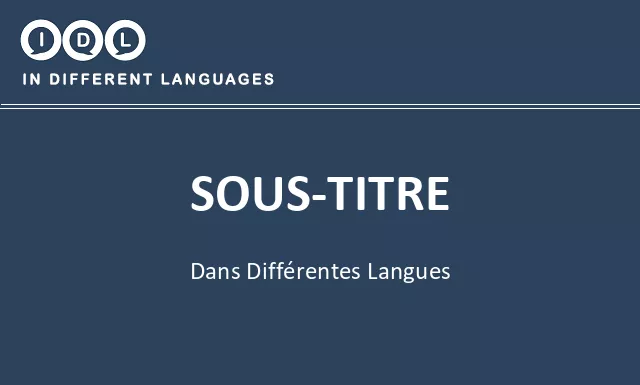 Sous-titre dans différentes langues - Image