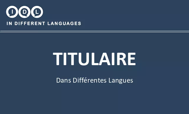 Titulaire dans différentes langues - Image