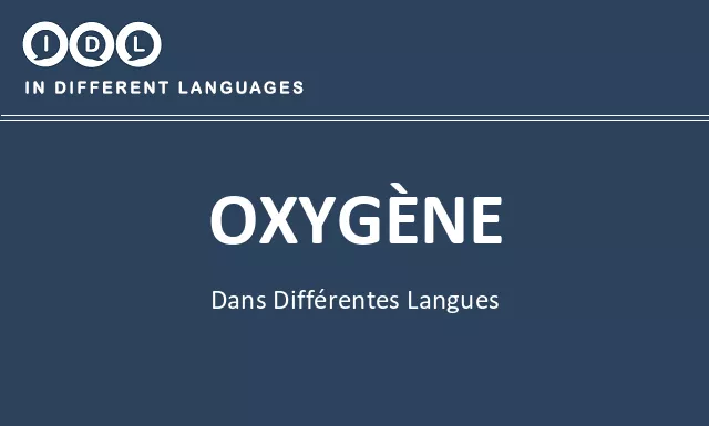 Oxygène dans différentes langues - Image