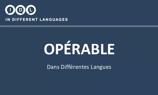 Opérable dans différentes langues - Image