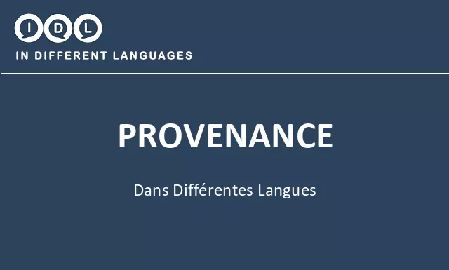 Provenance dans différentes langues - Image