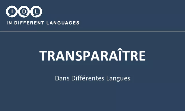 Transparaître dans différentes langues - Image