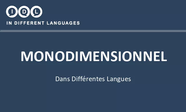 Monodimensionnel dans différentes langues - Image