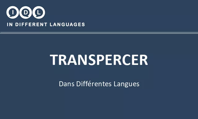 Transpercer dans différentes langues - Image