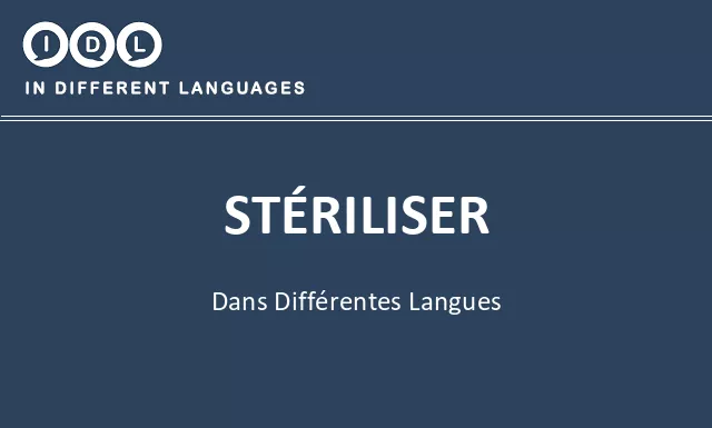 Stériliser dans différentes langues - Image