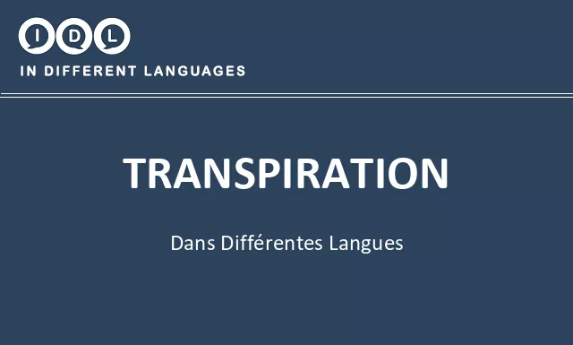 Transpiration dans différentes langues - Image