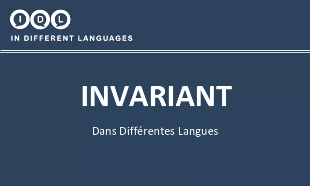Invariant dans différentes langues - Image