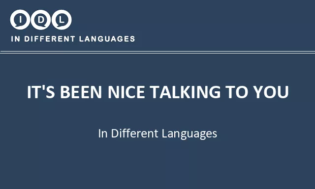 It's been nice talking to you in Different Languages - Image