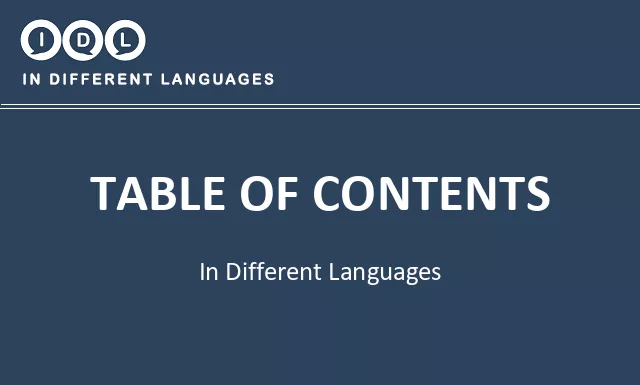 Table of contents in Different Languages - Image