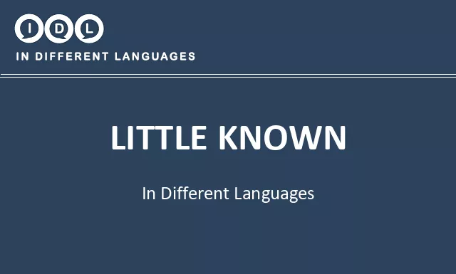 Little known in Different Languages - Image