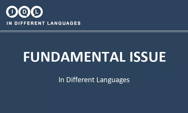 Fundamental issue in Different Languages - Image