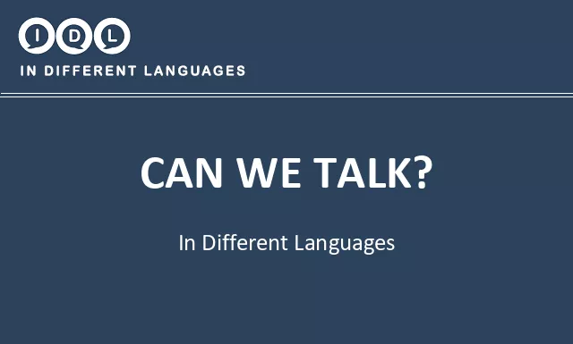 Can we talk? in Different Languages - Image
