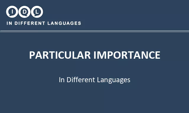 Particular importance in Different Languages - Image
