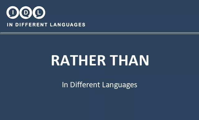 Rather than in Different Languages - Image
