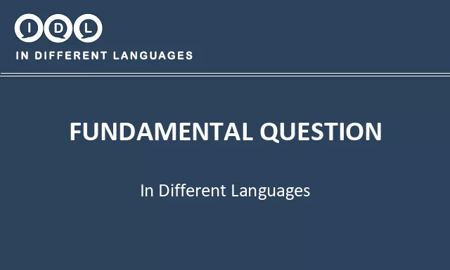 Fundamental question in Different Languages - Image