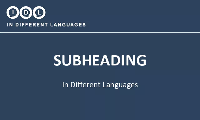 Subheading in Different Languages - Image