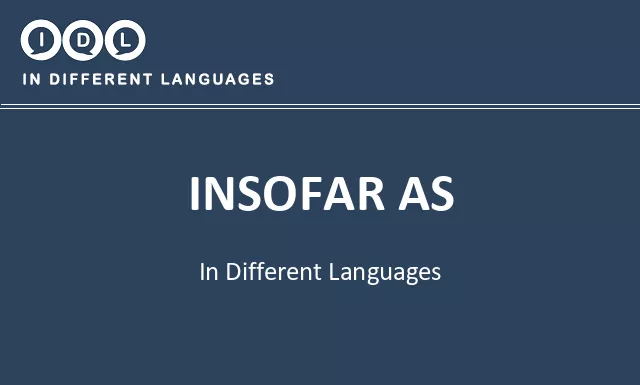Insofar as in Different Languages - Image