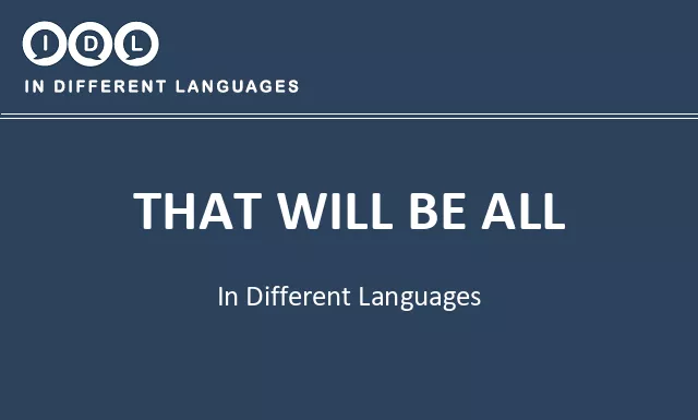 That will be all in Different Languages - Image