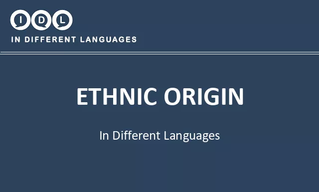 Ethnic origin in Different Languages - Image