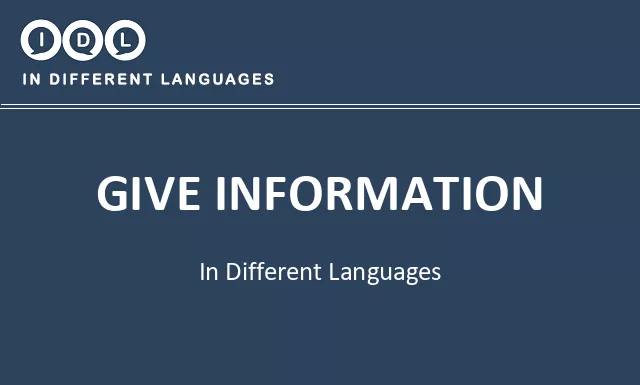 Give information in Different Languages - Image