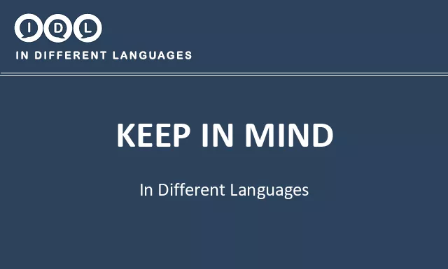 Keep in mind in Different Languages - Image