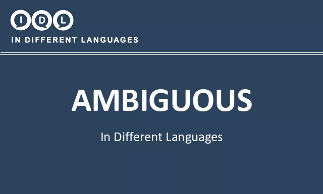Ambiguous in Different Languages - Image