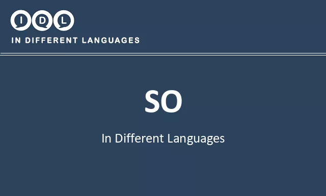 So in Different Languages - Image