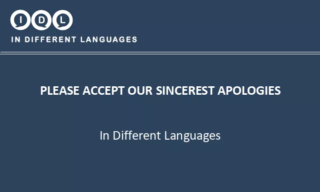 Please accept our sincerest apologies in Different Languages - Image