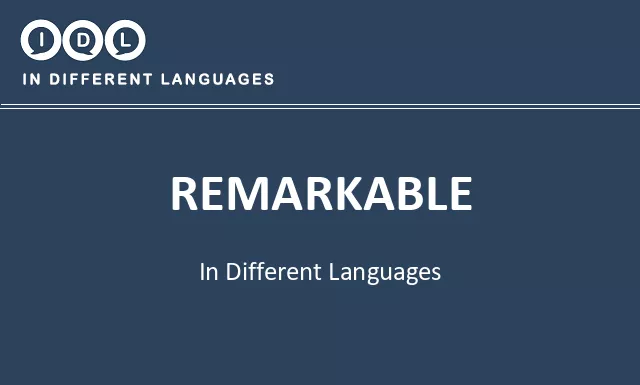 Remarkable in Different Languages - Image