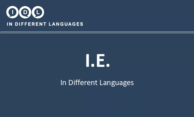 I.e. in Different Languages - Image
