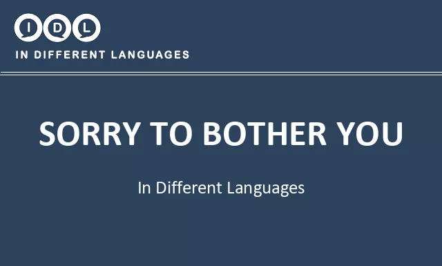 Sorry to bother you in Different Languages - Image