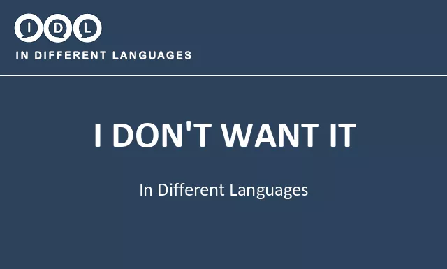I don't want it in Different Languages - Image