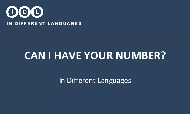 Can i have your number? in Different Languages - Image