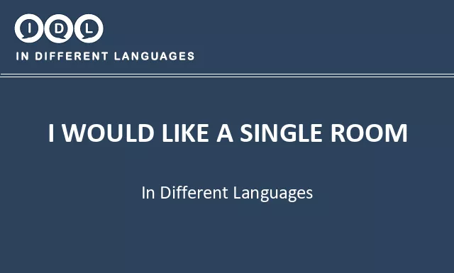I would like a single room in Different Languages - Image