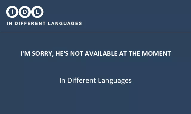I'm sorry, he's not available at the moment in Different Languages - Image