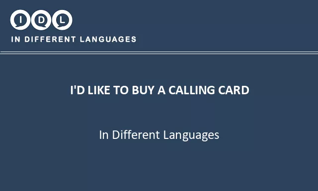 I'd like to buy a calling card in Different Languages - Image