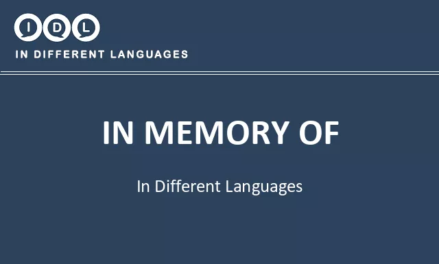 In memory of in Different Languages - Image