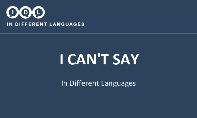 I can't say in Different Languages - Image