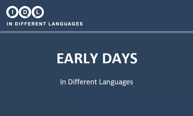 Early days in Different Languages - Image