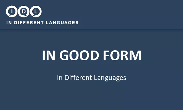 In good form in Different Languages - Image