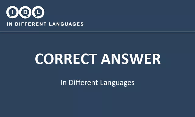 Correct answer in Different Languages - Image
